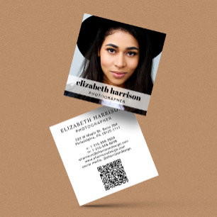 Tarjeta De Visita Cuadrada Código QR de fotografía profesional