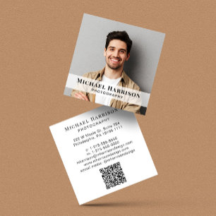 Tarjeta De Visita Cuadrada Código QR de fotografía profesional