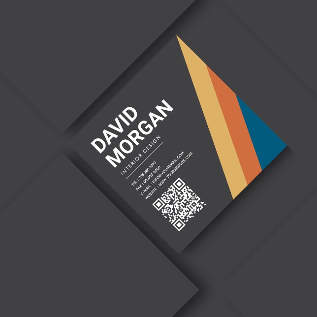 Tarjeta De Visita Cuadrada Código QR de franjas retro (Subido por el creador)