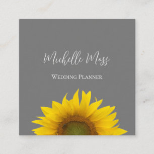 Tarjeta De Visita Cuadrada Código QR de girasol moderno Gris elegante