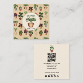 Tarjeta De Visita Cuadrada Código QR de instalación de plantas con protección