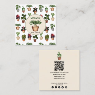 Tarjeta De Visita Cuadrada Código QR de instalación de plantas con protección
