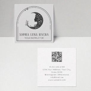 Tarjeta De Visita Cuadrada Código QR de la Luna Crescent Celestial del Arco B