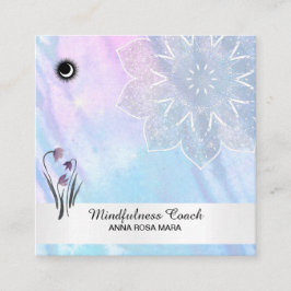 Tarjeta De Visita Cuadrada *~* Código QR de la Luna Pastel Mandala Relieve me