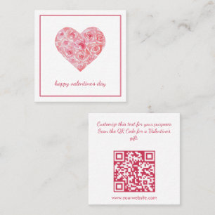Tarjeta De Visita Cuadrada Código QR de la oferta del Día de San Valentín con