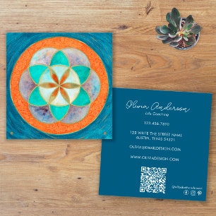 Tarjeta De Visita Cuadrada Código QR de las redes sociales de Seed Of Life Co