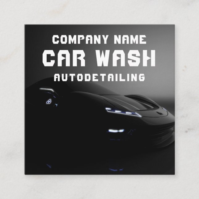 Tarjeta De Visita Cuadrada Código QR de lavado automático de coches (Anverso)