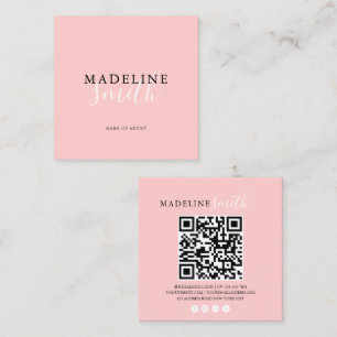 Tarjeta De Visita Cuadrada código QR de letra script rosa femenino cuadrado