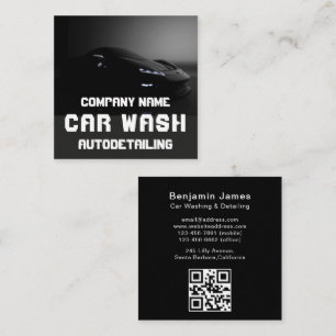 Tarjeta De Visita Cuadrada Código QR de limpieza automotriz para lavado de au