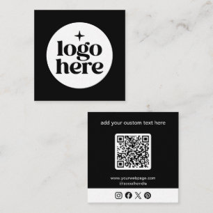 Tarjeta De Visita Cuadrada Código QR de Logo de Redes Sociales Personalizado