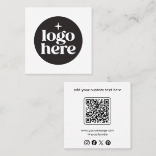Tarjeta De Visita Cuadrada Código QR de Logo de Redes Sociales Personalizado