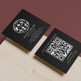 Tarjeta De Visita Cuadrada Código QR de Logo Moderno Logo Personalizado Blanc