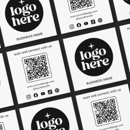 Tarjeta De Visita Cuadrada Código QR de Logotipo de Empresa Minimalista para