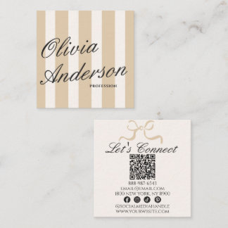 Tarjeta De Visita Cuadrada Código QR de lujo beige neutro vintage dinero anti