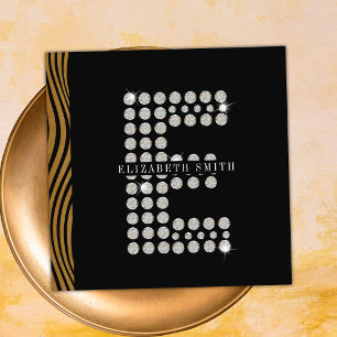 Tarjeta De Visita Cuadrada Código QR de Monograma Inicial de Diamante de Oro 
