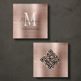 Tarjeta De Visita Cuadrada Código QR de Monograma Minimalista