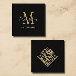 Tarjeta De Visita Cuadrada Código QR de Monograma Minimalista