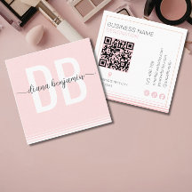 Código Qr de monograma moderno rosa y blanco