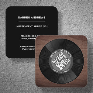 Tarjeta De Visita Cuadrada Código QR de música personalizable LP Vinyl  