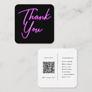 Tarjeta De Visita Cuadrada Código QR de Negocio de Redes Sociales Morado Grac