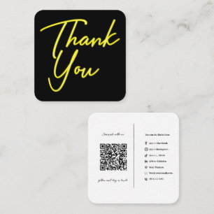 Tarjeta De Visita Cuadrada Código QR de Negocios de Redes Sociales Amarillo G