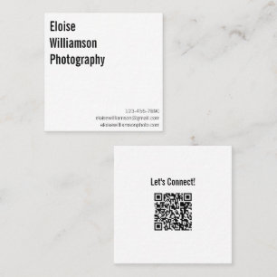 Tarjeta De Visita Cuadrada Código QR de nombre profesional limpio blanco simp