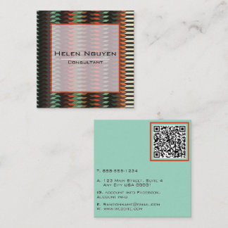 Tarjeta De Visita Cuadrada Código QR de Patrón Geométrico Trenzado Moderno