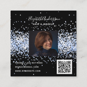 Tarjeta De Visita Cuadrada Código qr de perfil de foto de perfil de confetti 