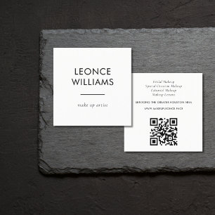 Tarjeta De Visita Cuadrada Código QR de Personalizado blanco simple minimalis