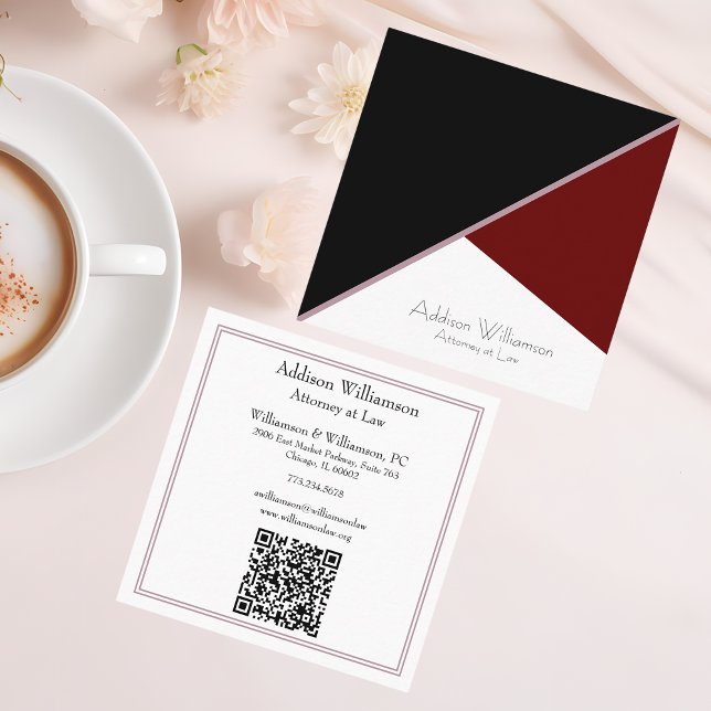 Tarjeta De Visita Cuadrada Código QR de plantilla de abogado/abogado de bloqu (Subido por el creador)