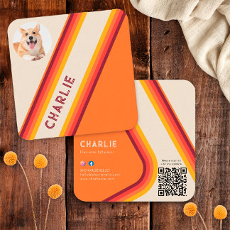 Tarjeta De Visita Cuadrada Código QR de redes sociales con foto de mascota na
