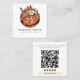 Tarjeta De Visita Cuadrada Código QR de reseña de restaurante de pizza