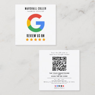 Tarjeta De Visita Cuadrada Código QR de reseña profesional de Google