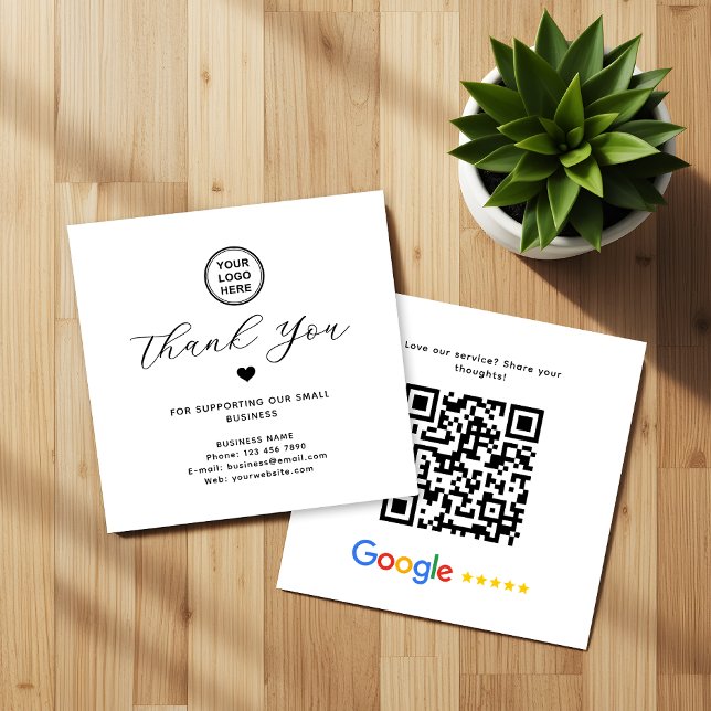 Tarjeta De Visita Cuadrada Código QR de Reseñas de Google Agradecimiento Mode (Subido por el creador)
