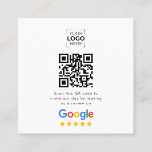 Tarjeta De Visita Cuadrada Código QR de reseñas de Google Negocios reseña 