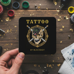 Tarjeta De Visita Cuadrada Código QR de reserva de estudio de tatuajes de art