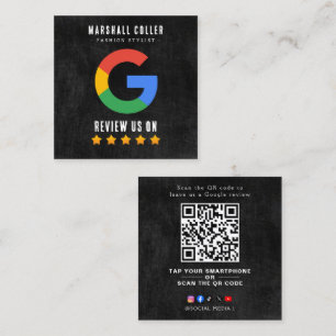 Tarjeta De Visita Cuadrada Código QR de revisión profesional de Google
