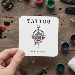 Tarjeta De Visita Cuadrada Código QR del estudio de tatuajes de la tienda de