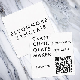 Tarjeta De Visita Cuadrada Código QR del fundador de chocolate artesanal blan