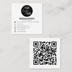 Tarjeta De Visita Cuadrada Código QR del logotipo clásico de la empresa profe
