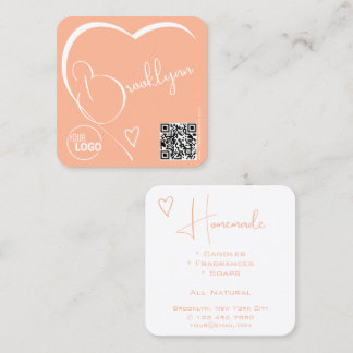 Tarjeta De Visita Cuadrada Código QR del logotipo de caligrafía cardíaca de N