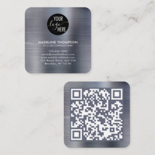 Tarjeta De Visita Cuadrada Código QR del logotipo de la Compañía Gris Gris Me