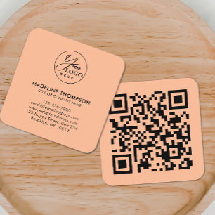 Tarjeta De Visita Cuadrada Código QR del logotipo de la empresa genérica Prof