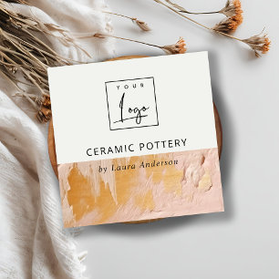 Tarjeta De Visita Cuadrada Código QR del logotipo de textura de pintura de pi