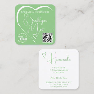Tarjeta De Visita Cuadrada Código QR del logotipo del corazón de caligrafía v