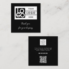 Tarjeta De Visita Cuadrada Código QR del logotipo del enlace de revisión Grac