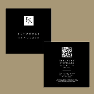 Tarjeta De Visita Cuadrada Código QR del logotipo del estudio de pestañas Bla