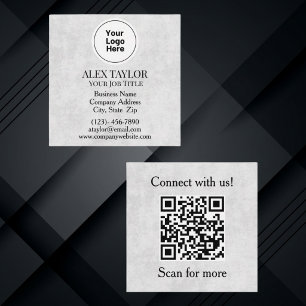 Tarjeta De Visita Cuadrada Código QR del logotipo gris ejecutivo profesional