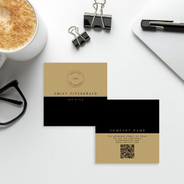 Tarjeta De Visita Cuadrada Código QR del logotipo minimalista de la tipografí