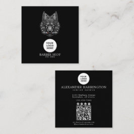 Tarjeta De Visita Cuadrada Código Qr del logotipo profesional Silver Wolf par